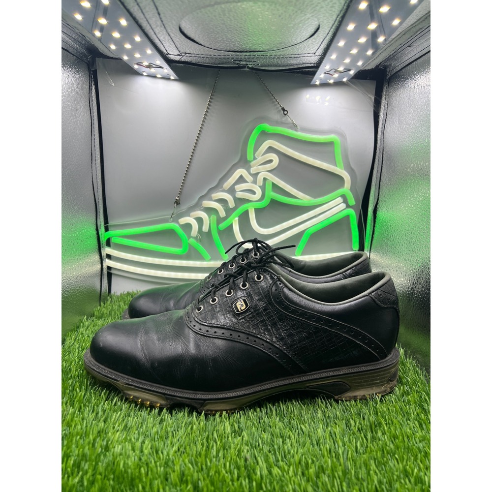 FootJoy DryJoys Tour Mens Black Leather Spiked Golf Shoes 53676 Size 9 M